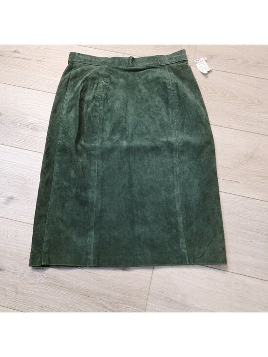 Winlit Dresses & Skirts - Womens Vtg 90s Suede Leather Pencil Skirt Sz 10 Dark Green Western High Waist